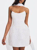 Tressa Beaded Mesh Strapless Mini Dress - HOUSE OF SHE
