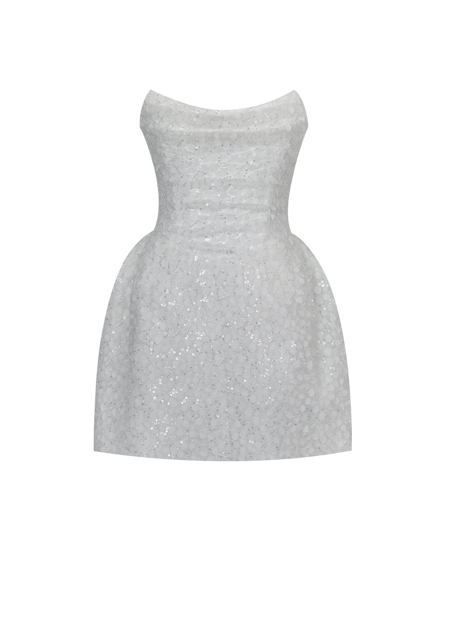 Tressa Beaded Mesh Strapless Mini Dress - HOUSE OF SHE