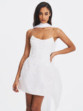 Tressa Beaded Mesh Strapless Mini Dress - HOUSE OF SHE