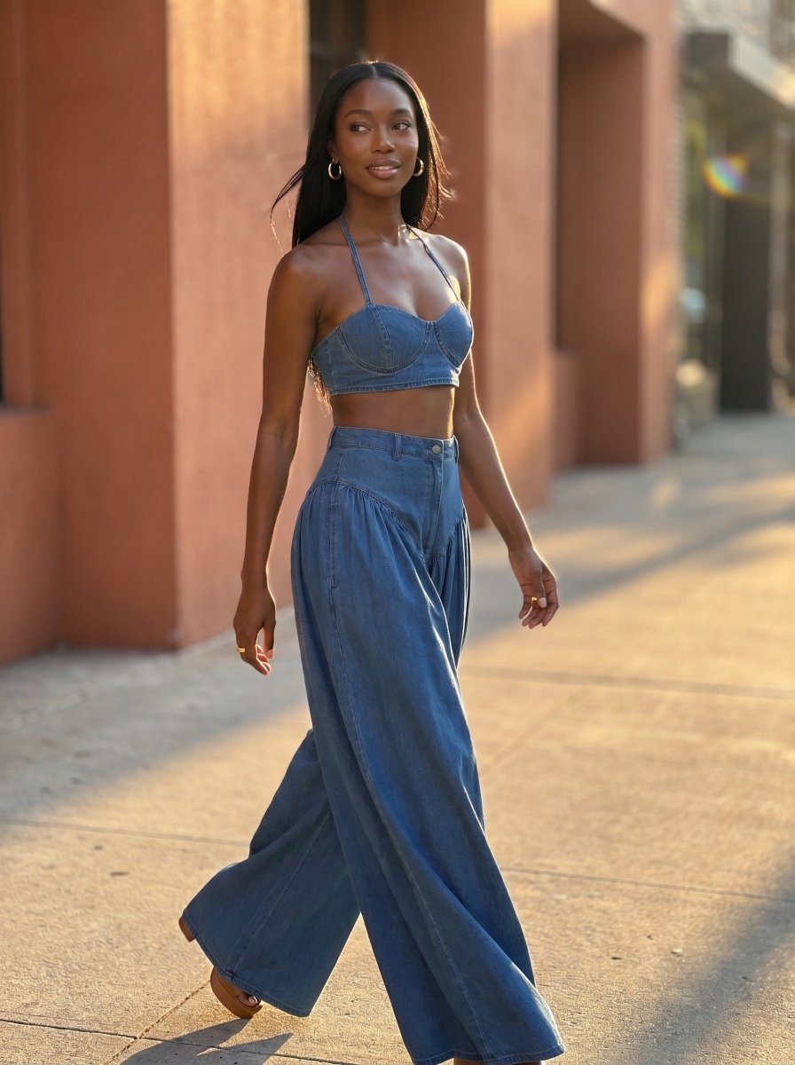 Two-Piece Wide-Leg Pant Set - HOUSE OF SHE