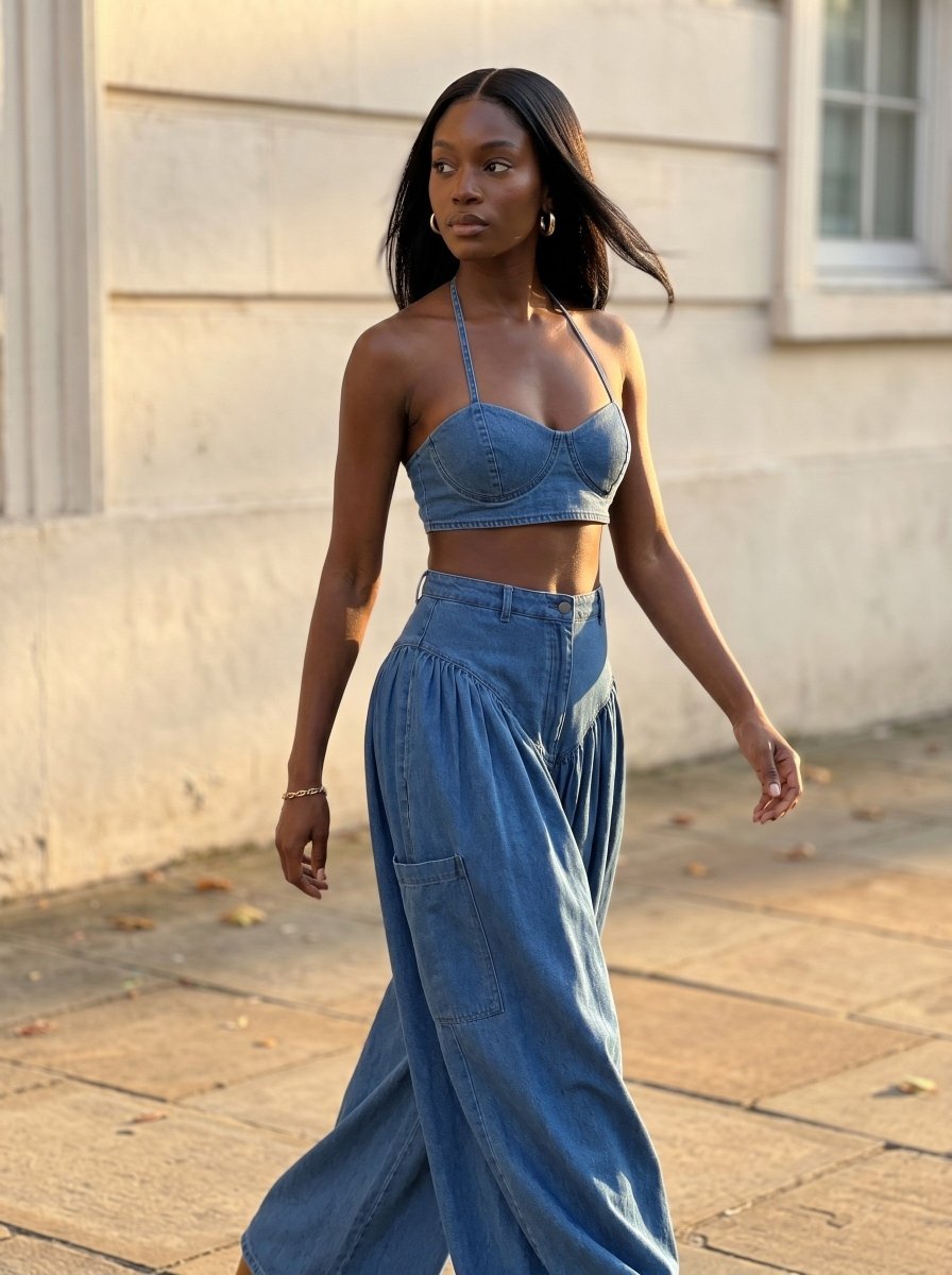 Two-Piece Wide-Leg Pant Set - HOUSE OF SHE