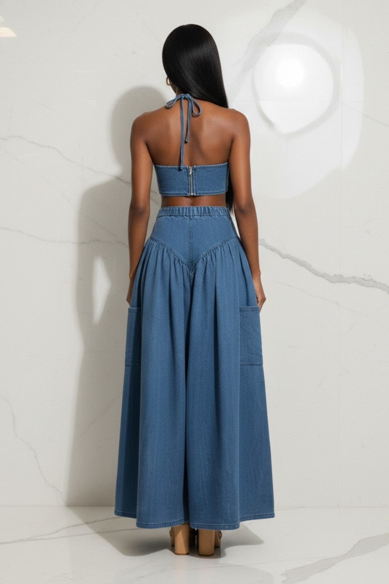 Two-Piece Wide-Leg Pant Set - HOUSE OF SHE