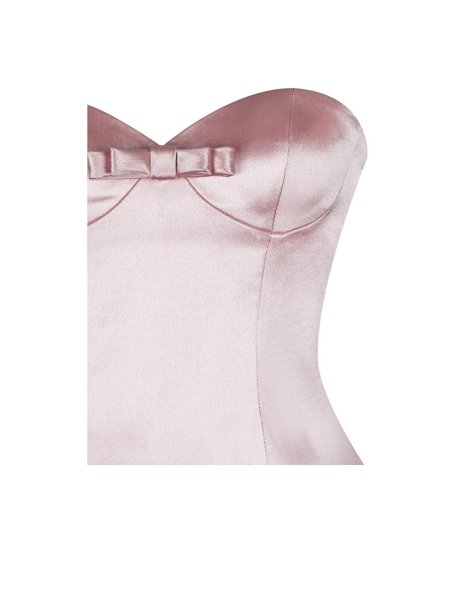 Uliya Rosy Pink Strapless Mermaid Peplum Maxi Dress - HOUSE OF SHE