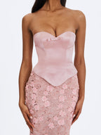 Uliya Rosy Pink Strapless Mermaid Peplum Maxi Dress - HOUSE OF SHE