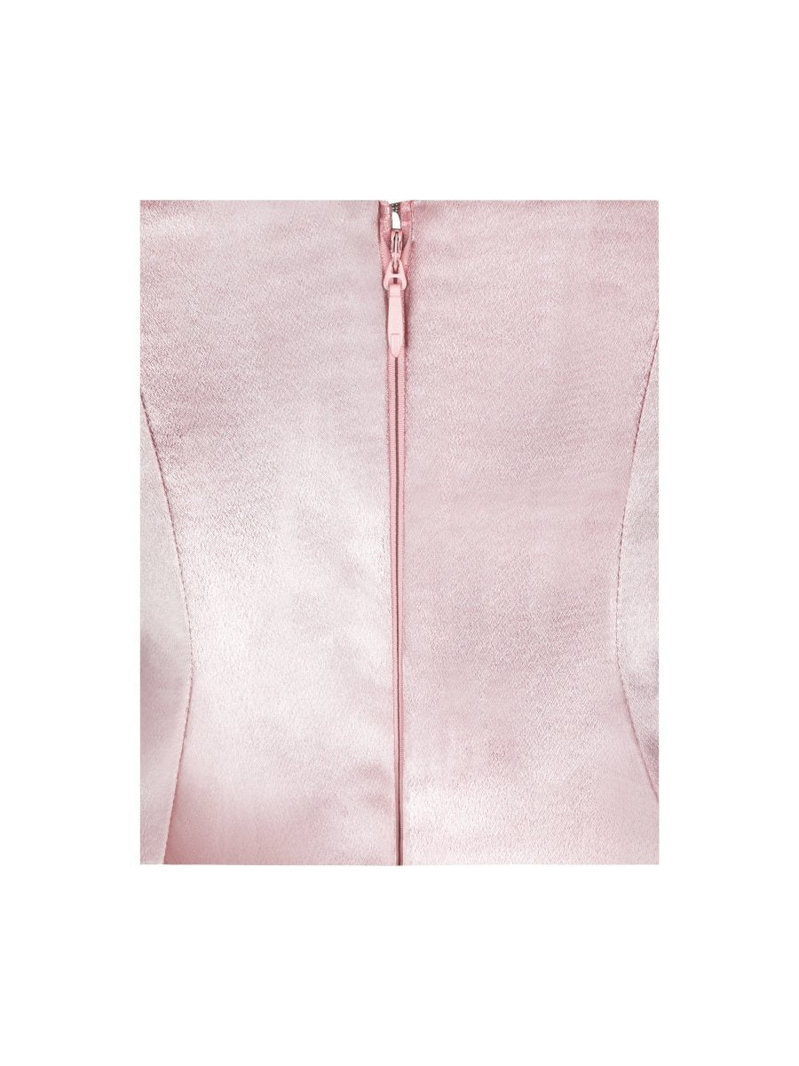 Uliya Rosy Pink Strapless Mermaid Peplum Maxi Dress - HOUSE OF SHE