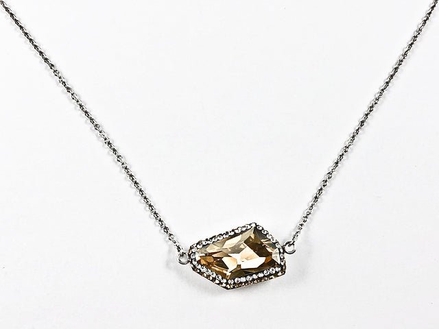 Unique Shape Topaz CZ Silver Necklace - HOUSE OF SHE