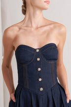 URBAN CORSET DENIM MIDI DRESS - HOUSE OF SHE