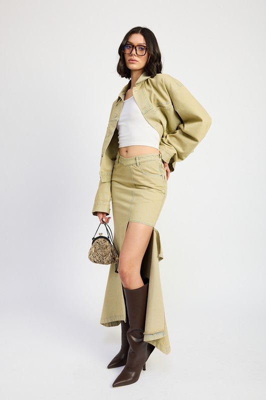 V - waistline Draped Maxi Skirt - HOUSE OF SHE