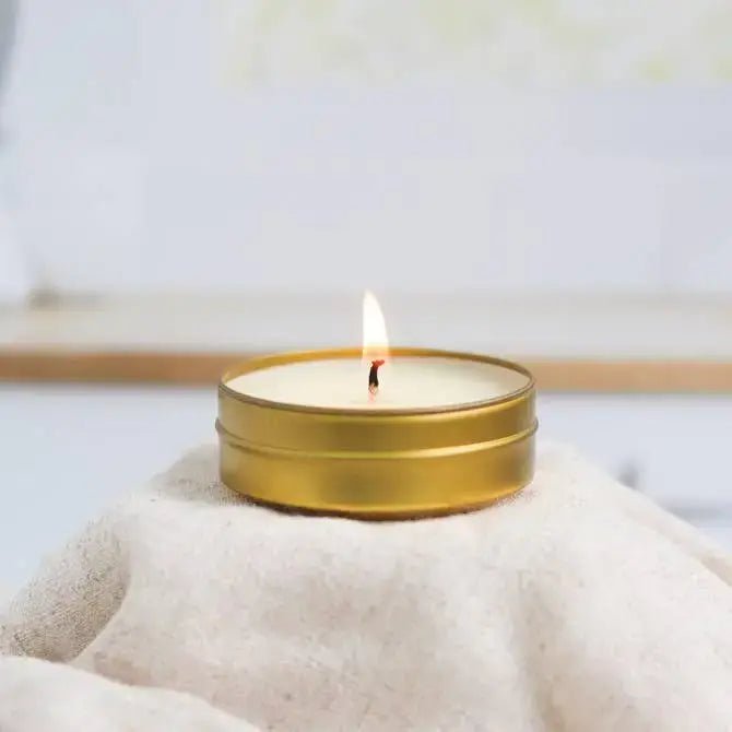 Vanilla + Sandalwood - 1.5 oz. Gold Tin Soy Candle - HOUSE OF SHE