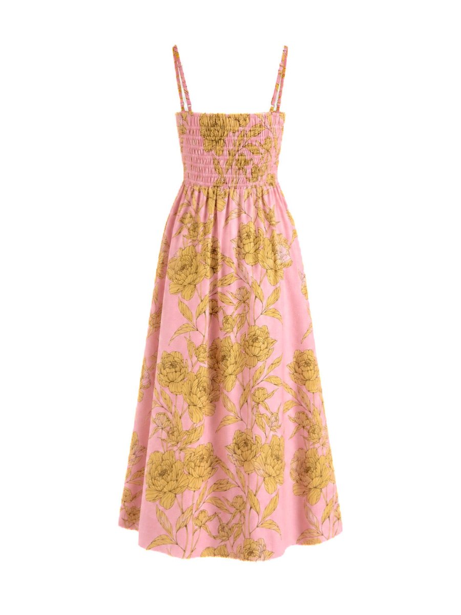 VENETA DRESS IN SUNLIT PINK PRINT - HOUSE OF SHE