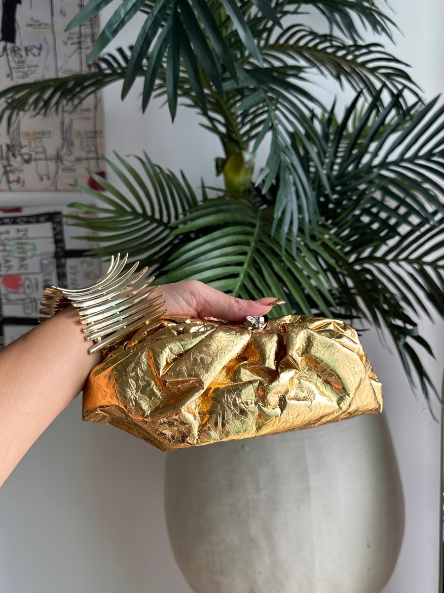 Versailles Metallic Gold Pouch Clutch Bag - HOUSE OF SHE