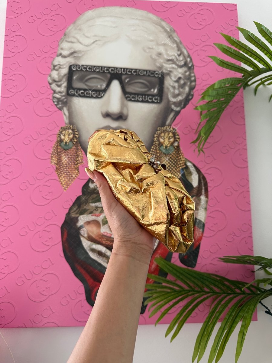 Versailles Metallic Gold Pouch Clutch Bag - HOUSE OF SHE