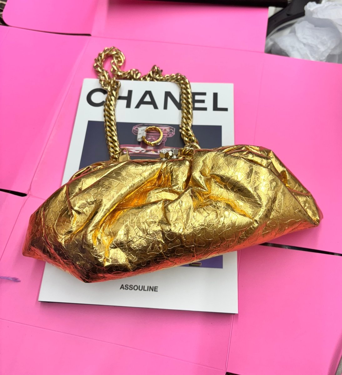 Versailles Metallic Gold Pouch Clutch Bag - HOUSE OF SHE