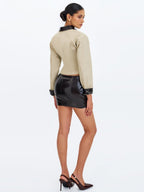 Vinette Sage Cotton Gabardine Cropped Front Zip Jacket - HOUSE OF SHE