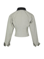 Vinette Sage Cotton Gabardine Cropped Front Zip Jacket - HOUSE OF SHE