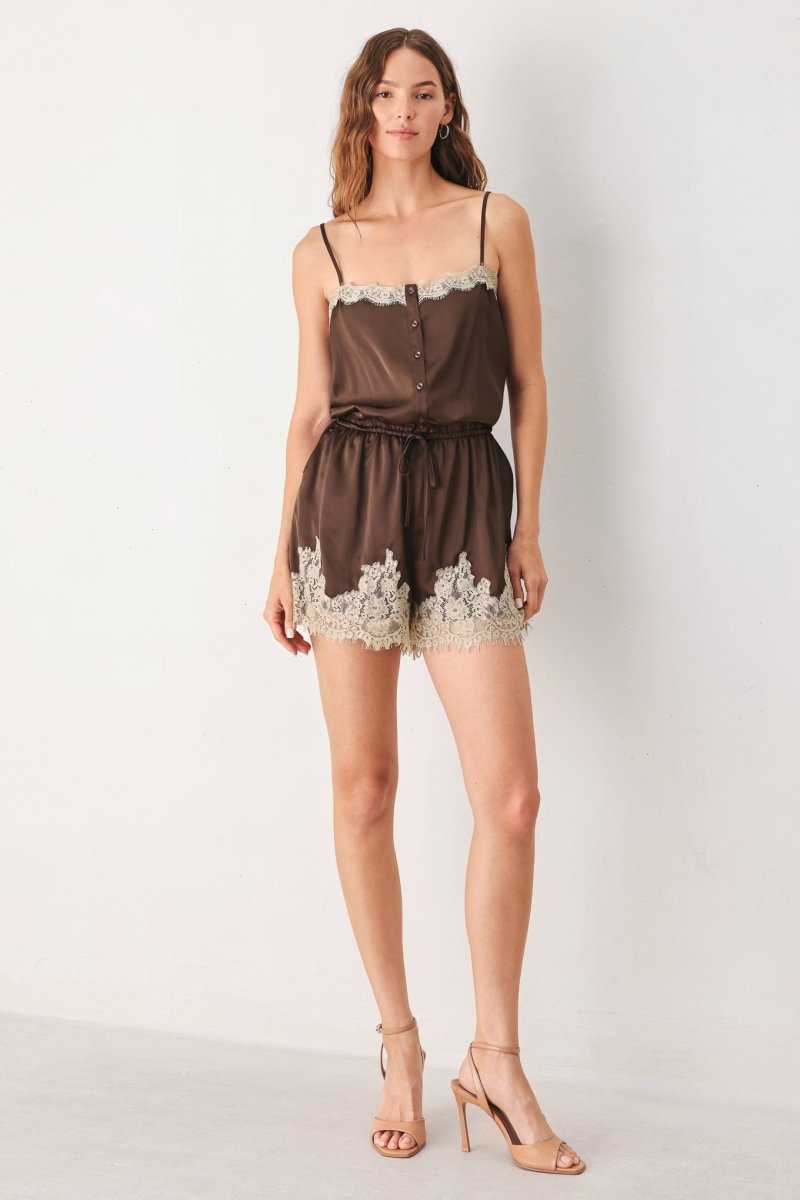 Vintage Mocha Woven Romper - HOUSE OF SHE