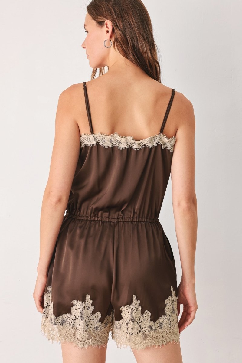 Vintage Mocha Woven Romper - HOUSE OF SHE