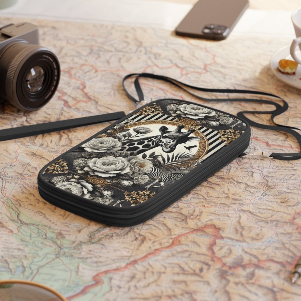Vintage Safari Passport Wallet — Giraffe & Floral Travel Document Holder - HOUSE OF SHE