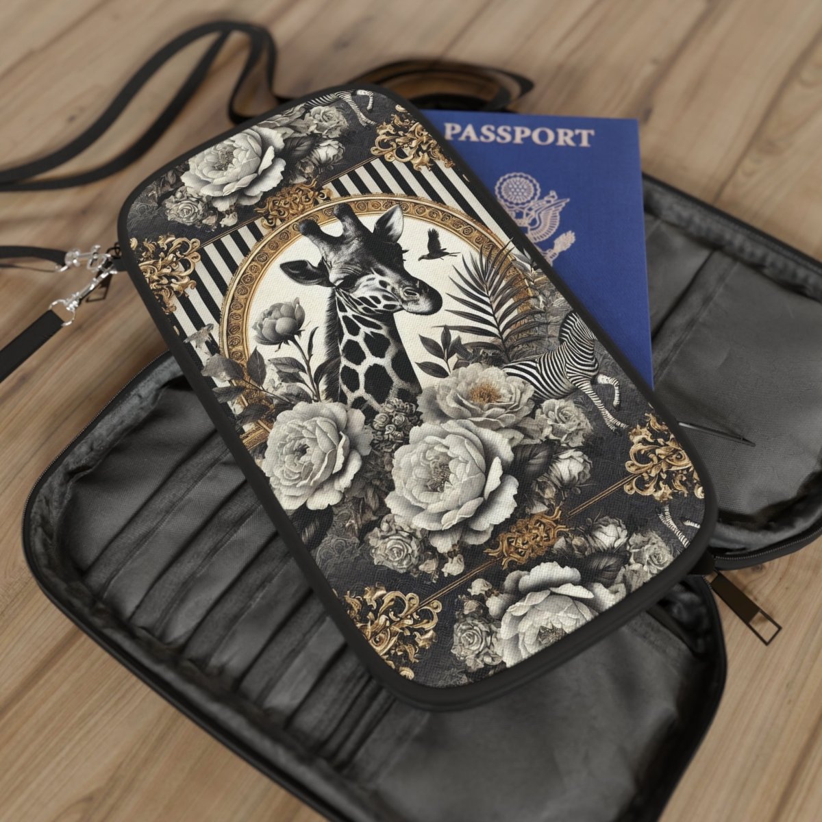 Vintage Safari Passport Wallet — Giraffe & Floral Travel Document Holder - HOUSE OF SHE