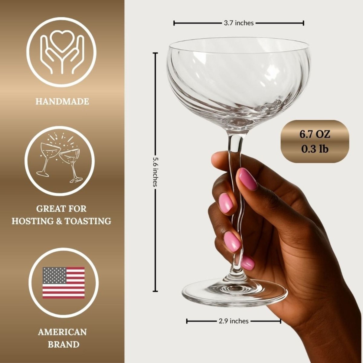 Vivre Luxury Crystal Coupe Glasses – Set of 4 - HOUSE OF SHE