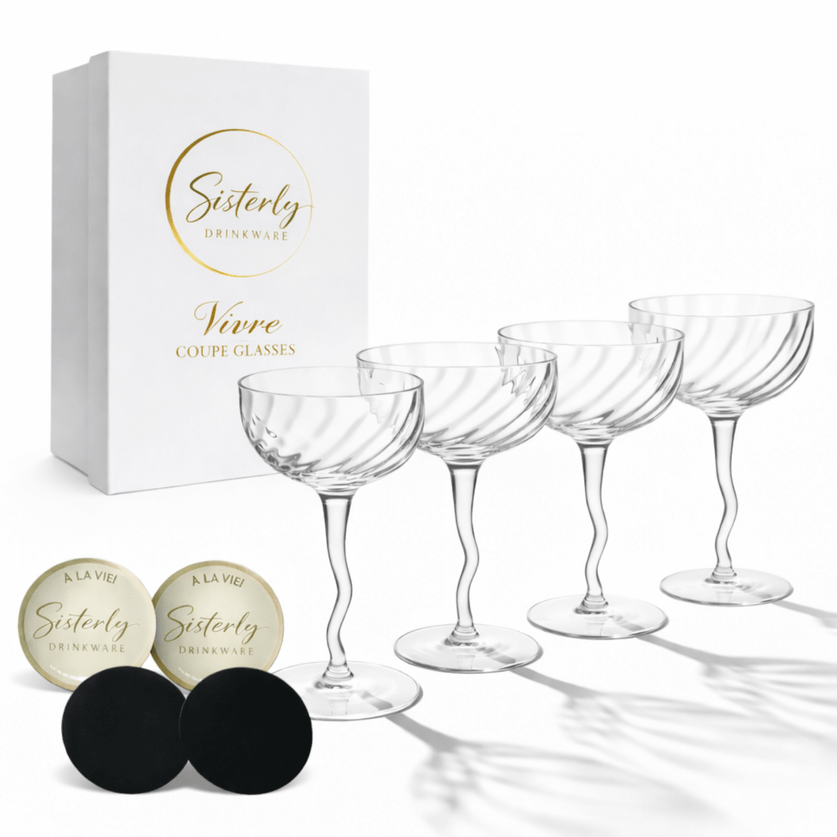 Vivre Luxury Crystal Coupe Glasses – Set of 4 - HOUSE OF SHE
