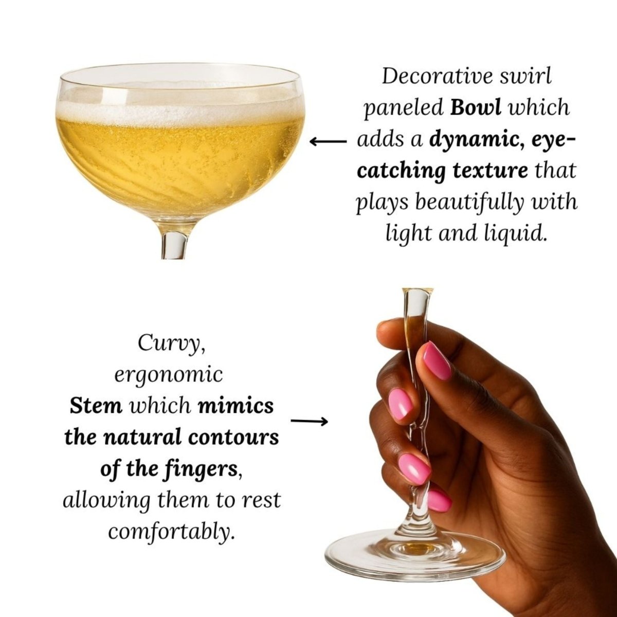 Vivre Luxury Crystal Coupe Glasses – Set of 4 - HOUSE OF SHE