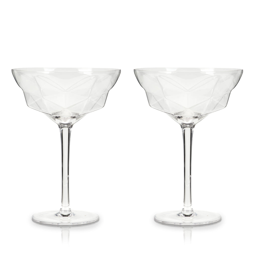 Seneca Faceted Crystal Martini Glasses Set of 2 - HOUSE OF SHE