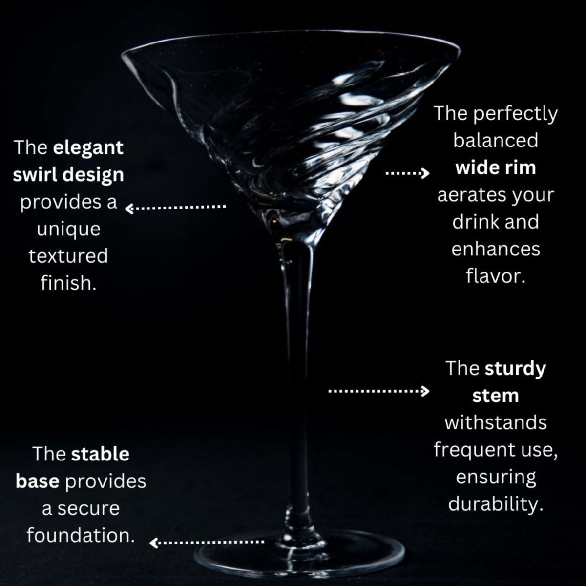 Vortex Crystal Martini Glasses – Set of 2 Luxury Stemware - HOUSE OF SHE