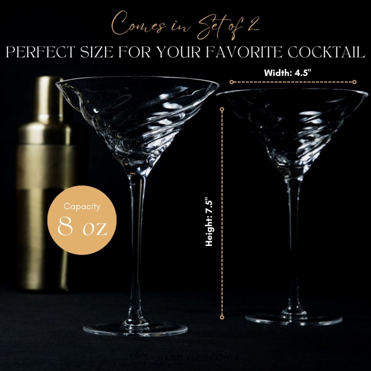 Vortex Crystal Martini Glasses – Set of 2 Luxury Stemware - HOUSE OF SHE