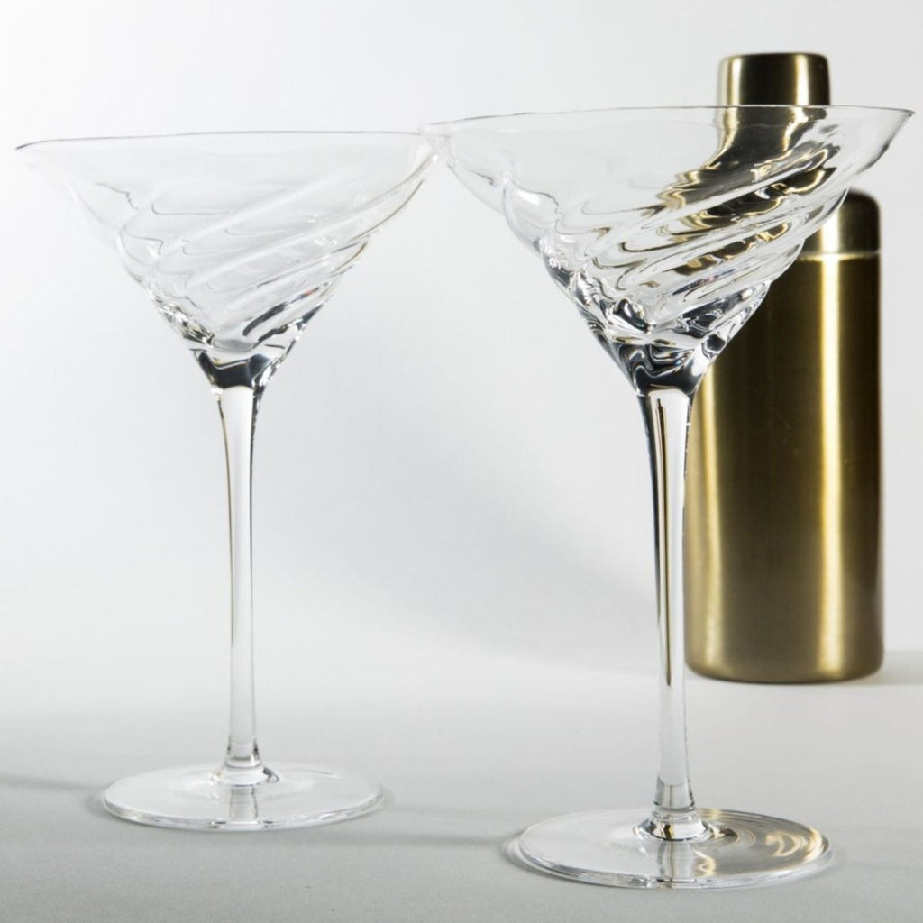 Vortex Crystal Martini Glasses – Set of 2 Luxury Stemware - HOUSE OF SHE