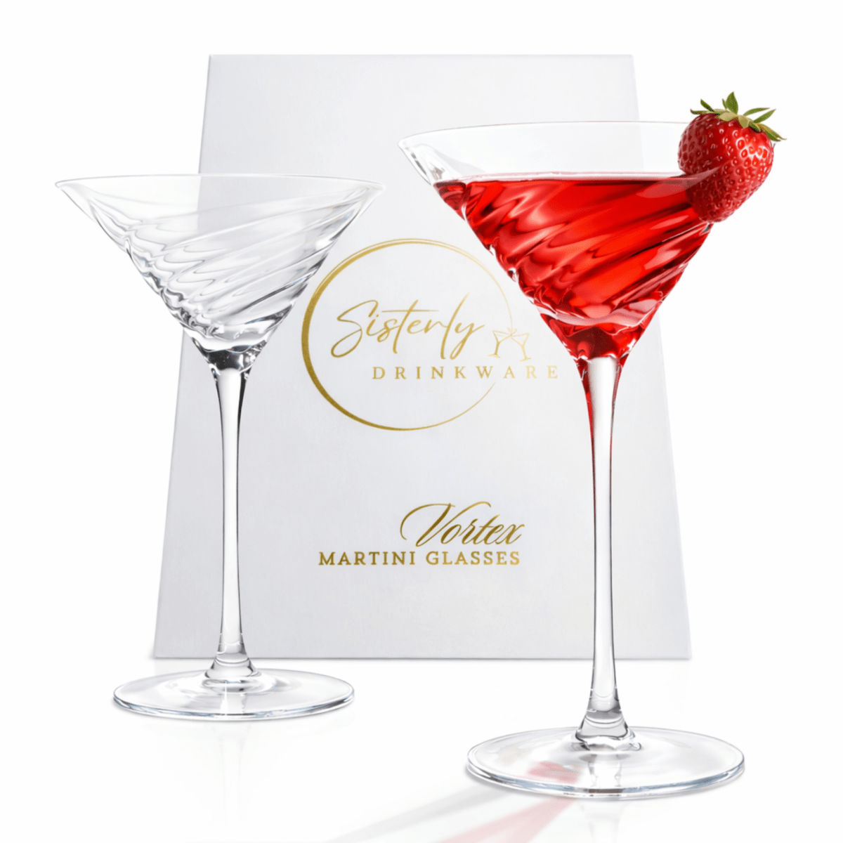 Vortex Crystal Martini Glasses – Set of 2 Luxury Stemware - HOUSE OF SHE