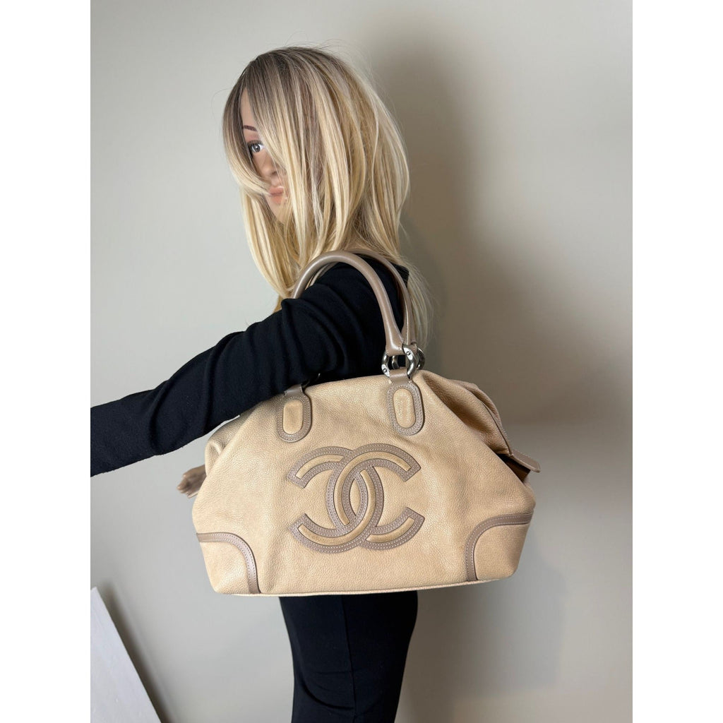 Chanel Washed Beige Calfskin Tote Bag - HOUSE OF SHE