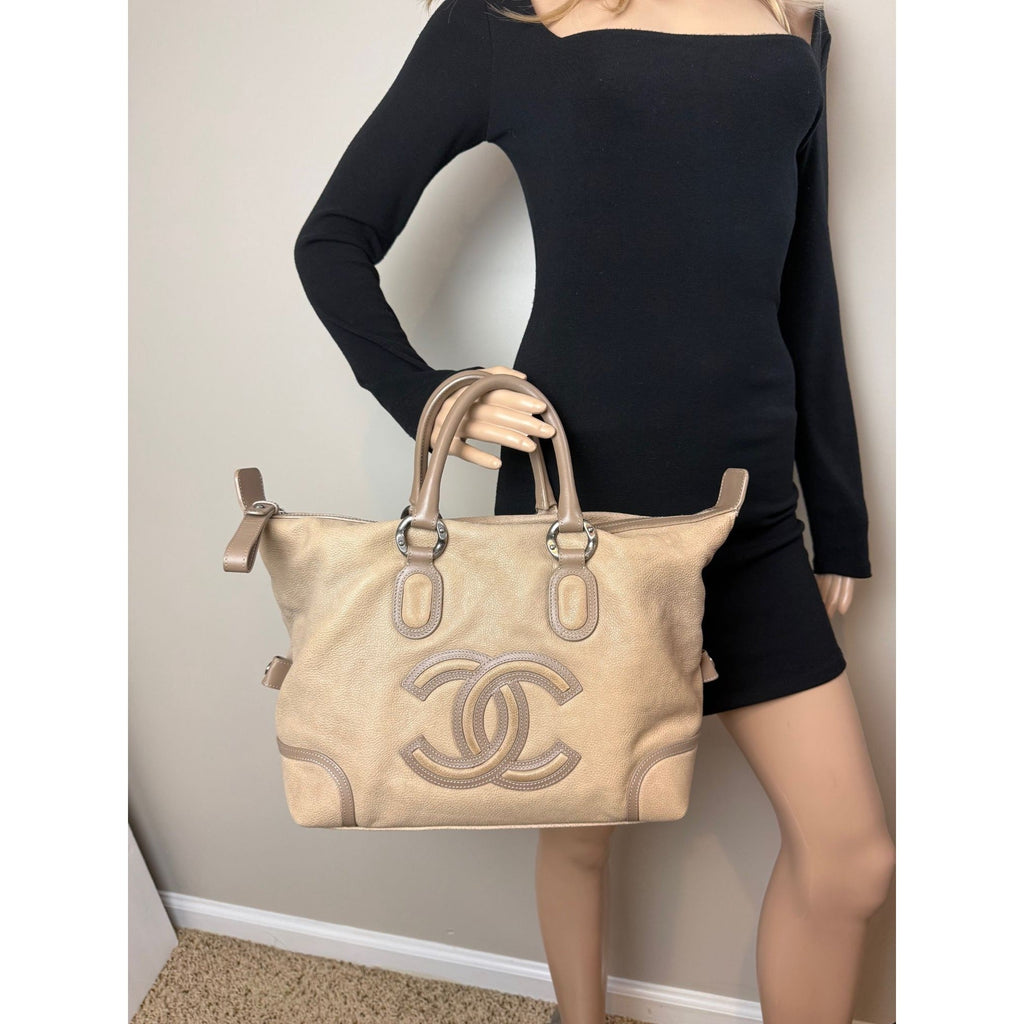Chanel Washed Beige Calfskin Tote Bag - HOUSE OF SHE