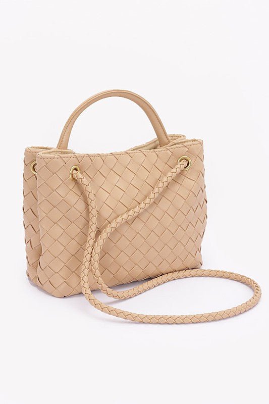 Weaved Faux Leather Convertible Shoulder Bag - HOUSE OF SHE