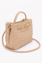 Weaved Faux Leather Convertible Shoulder Bag - HOUSE OF SHE