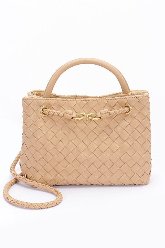 Weaved Faux Leather Convertible Shoulder Bag - HOUSE OF SHE
