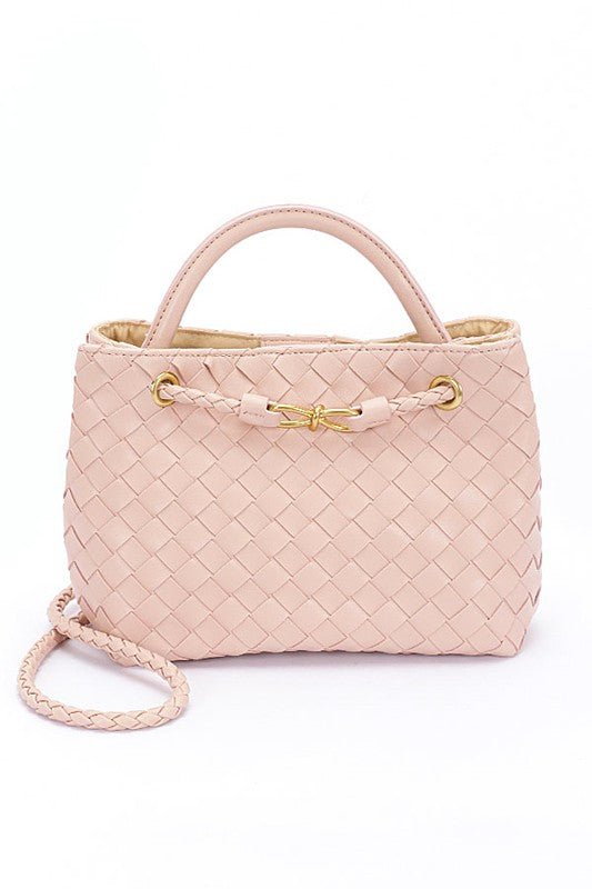 Weaved Faux Leather Convertible Shoulder Bag - HOUSE OF SHE