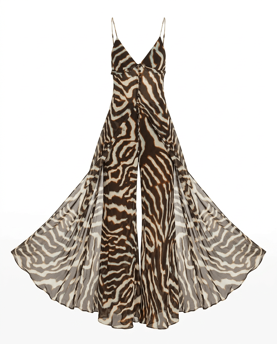 Wild Heart Striped Chiffon Two-Piece Set - HOUSE OF SHE