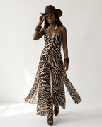 Wild Heart Striped Chiffon Two-Piece Set - HOUSE OF SHE