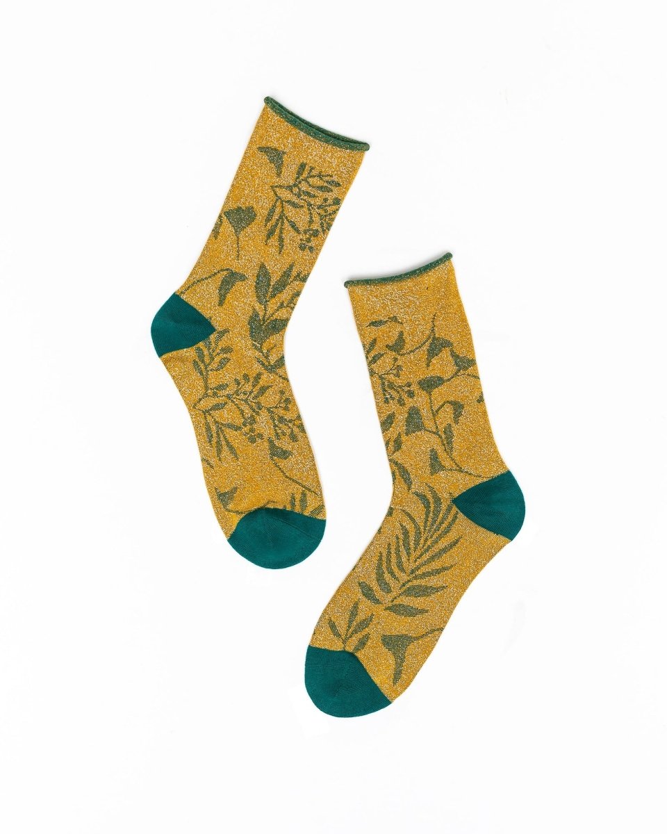 Winter Foliage Shimmer Crew Sock - HOUSE OF SHE
