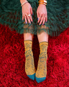 Winter Foliage Shimmer Crew Sock - HOUSE OF SHE