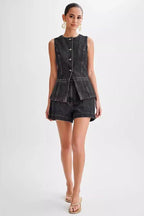 WOMEN FASHION DENIM TWO PIECE SET - HOUSE OF SHE