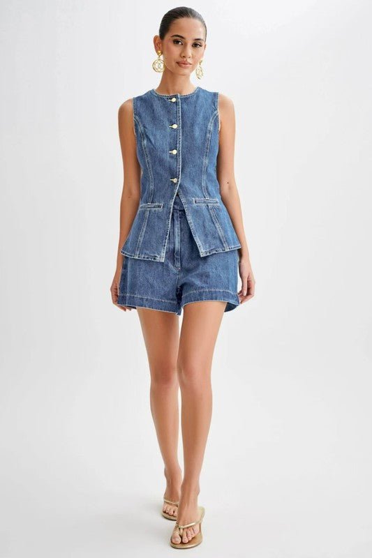 WOMEN FASHION DENIM TWO PIECE SET - HOUSE OF SHE