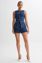WOMEN FASHION DENIM TWO PIECE SET - HOUSE OF SHE