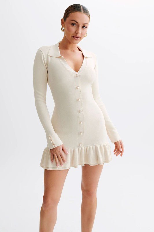 WOMEN FASHION SWEATER MINI DRESS - HOUSE OF SHE