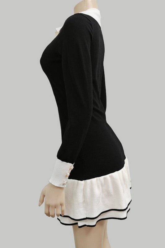 WOMEN FASHION SWEATER MINI DRESS - HOUSE OF SHE