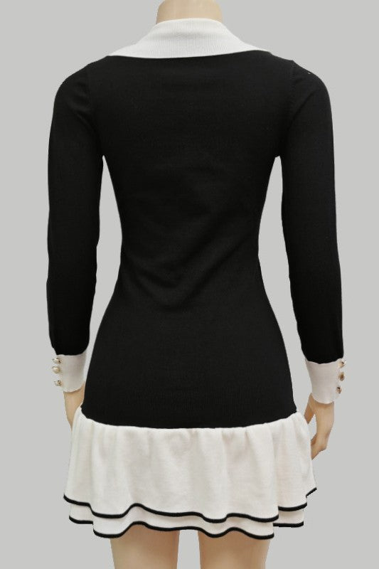 WOMEN FASHION SWEATER MINI DRESS - HOUSE OF SHE