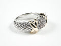 X Two Tone Brass Ring - HOUSE OF SHE