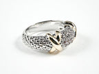 X Two Tone Brass Ring - HOUSE OF SHE