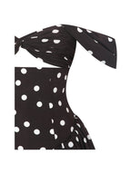 Xandie Mocha Polka Dot Off - Shoulder Midi Dress - HOUSE OF SHE